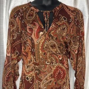 Tommy Hilfiger NWT Paisley Print Lined V Neck 3/4 Sleeve Women’s 18W Maxi Dress